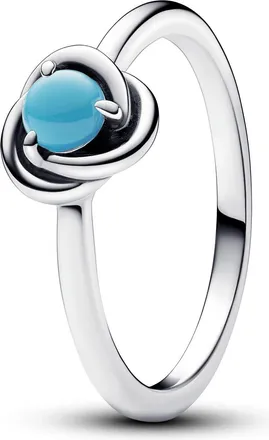 Pandora December Turquoise Blue Eternity Circle Ring, Size 52