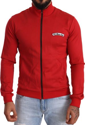 Dolce & Gabbana Red DG Motor Club Zipper Stretch Mens Sweater