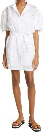 Frame Denim Inset Lace Puff Sleeve Minidress in Blanc at Nordstrom Rack, Size X-Small