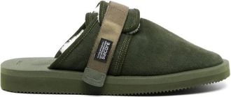 Suicoke Olijfleer Muiltjes Sandalen - Dames - Slip ons - Groen - 37 EU - Leer - Schoenen