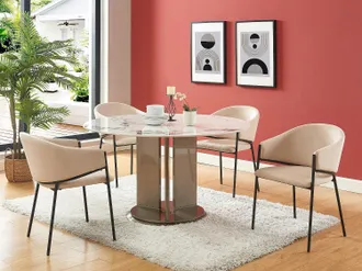 Vente-Unique Sedia con braccioli in Tessuto e Metallo Beige - Lotto di 2 - ORDIDA di Pascal MORABITO