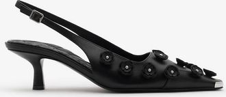 Burberry Flora Leather Chisel Slingback Pumps, Brand Size 37 ( US Size 7 )