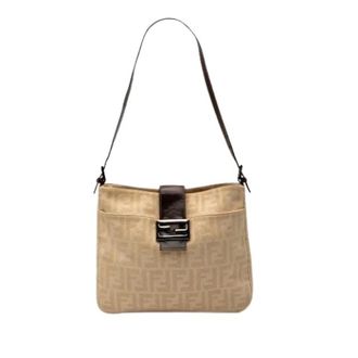 Fendi Pre-owned Shoulder Bags, female, Beige, Size: ONE SIZE Pre-owned Vintage Canvas Shoulder Bag