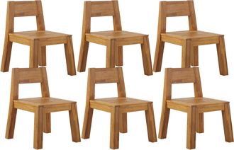 Beliani Conjunto De 6 Sillas De Jard&iacute;n De Madera De Acacia Clara Laminada Interior Exterior R&uacute;stico Livorno