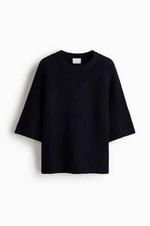 H&M Geripptes Shirt - Marineblau