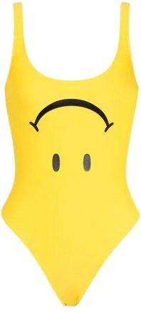 Moschino Smiley Lycra badpak met &eacute;&eacute;n stuk - Dames - Badkleding - Geel - Maat: XL Polyamide