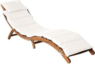 vidaXL Vidaxl - Sun Lounger with Cream Cushions Solid Wood Acacia