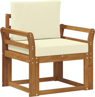 vidaXL Sof&aacute; De Exterior Madera De Acacia S&oacute;lida Y Poli&eacute;ster Natural Vidaxl