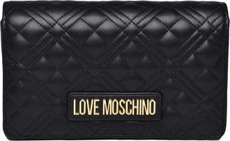Love Moschino Quilted Black Crossbody Bag With Gold Chain Strap