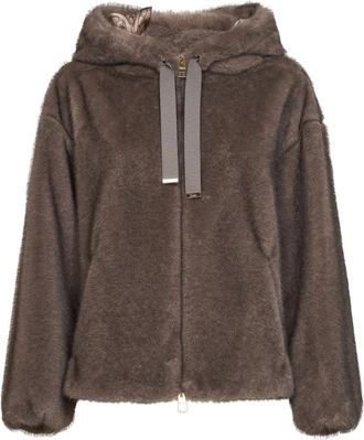 Herno Melange Imitatie Nerts Bomberjack - Dames - Jassen - Bruin - S - Polyester - Jassen