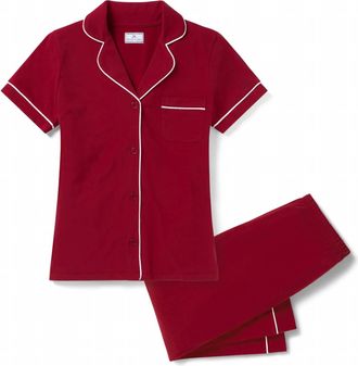 Petite Plume Womens Pima Crop Twill Pajamas In Bordeaux