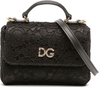 Dolce & Gabbana Pre-owned Dolce and Gabbana Silk and Lace Crystal Embellished DG Flap Satchel Ladies F2GACFT537UN0SLG