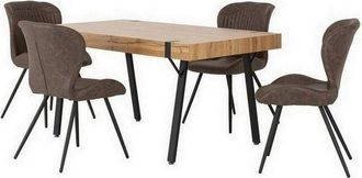 Seconique Seconique - Treviso Dining Set with Quebec Chairs - Light Oak Effect/Black/Brown Faux Leather