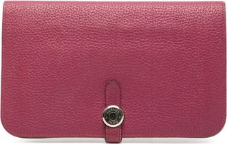 Herm&egrave;s Purple Tosca Togo Leather Long Wallet (Bi-Fold) (Pre-Owned)