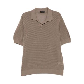 Tagliatore V-neck Knitwear, male, Beige, Size: XL Finlay Waffle-knit Polo