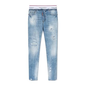 Dsquared2 Straight Jeans, male, Blue, Size: 2XL Vintage-effect Jeans