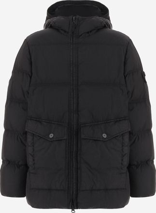 Stone Island Boys Technical Hooded Jacket Black