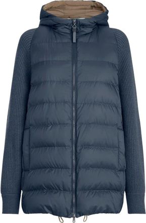 Brunello Cucinelli Nylon Capuchon Donsjas - Dames - Jassen - Blauw - Maat: XS Nylon