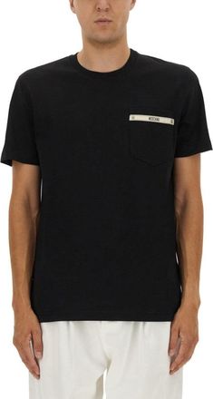 Moschino Logo Ribbon Pocket T-Shirt In Black Cotton