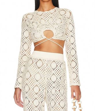 Andrea Iyamah Hira Crochet Crop Top In Chalk