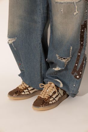 Amiri Leopard Pacific Bones Sports Shoes, Womens, Brown