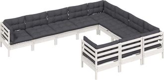 vidaXL Muebles De Jard&iacute;n 10 Pzas Y Cojines Blanco Madera De Pino Vidaxl