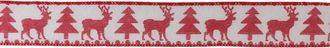 Melrose International Tree and Deer Holiday Ribbon (Set of 2) - Red; White