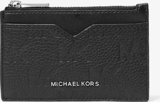 Michael Kors Hudson Logo Embossed Leather Card Case