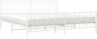 vidaXL Vidaxl - Estructura Cama Sin Colch&oacute;n Con Estribo Metal Blanco 200x200 Cm