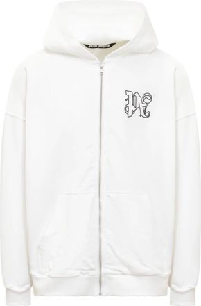 Palm Angels Sweatshirt met Lange Mouwen - Heren - Vesten met rits - Wit - L - Hoodies & sweatvesten