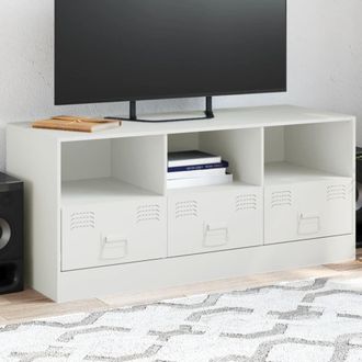 Berkfield Home TV Cabinet White 99x39x44 cm Steel | Size: 99 x 39 x 44 cm