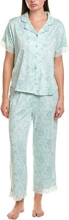 Flora Nikrooz Flora By Flora Nikrooz 2Pc Printed Knit Notch Collar Pajama Set