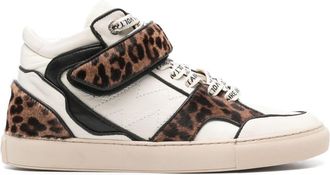 Zadig&Voltaire Mid Flash leopard-effect sneakers - women - Calf Leather/Calf Leather/Rubber/CALFSKIN - 36 - Neutrals