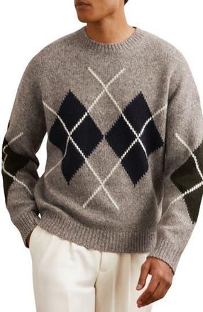 Reiss Cooke Argyle Wool Blend Sweater in Oatmeal at Nordstrom Rack, Size Xx-Large
