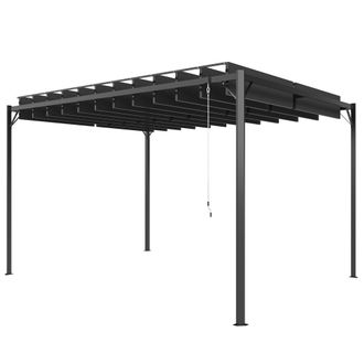 OUTSUNNY P&eacute;rgola 404x304x240 cm gris oscuro