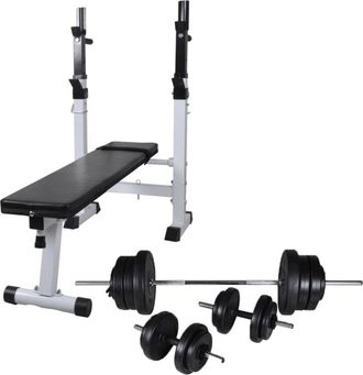 vidaXL Banco De Entrenamiento Con Soporte De Pesas Y Mancuernas 60,5kg Vidaxl