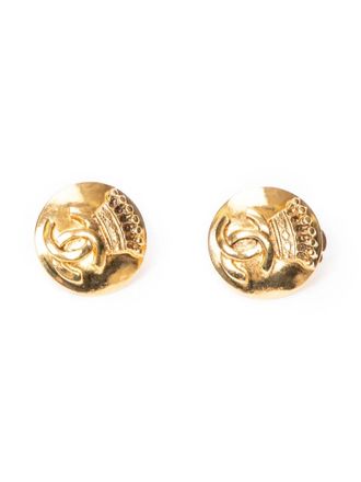 Chanel 1990 CC-embossed earrings - Gold