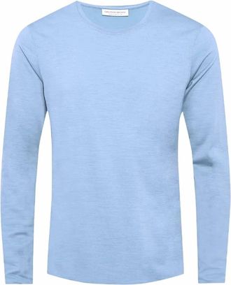 Orlebar Brown Mens Long Sleeve Merino Tee In Sea Breeze