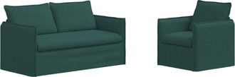 vidaXL Juego De Sof&aacute; 2 Uds. Verde Oscuro Tela Vidaxl