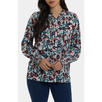 NYDJ Pleated Peasant Blouse in Blooming Grove at Nordstrom Rack, Size Xx-Small