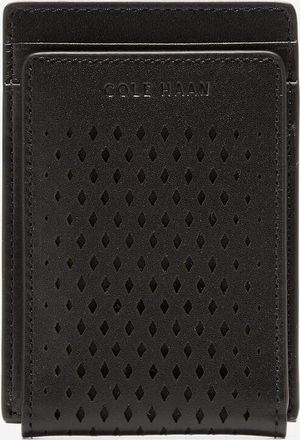 Cole Haan Mens Washington Perforated Card Case - Black