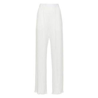 Lanvin Wide Trousers, female, White, S, Pleated Straight-Leg Trousers