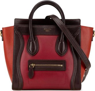 Celine Pre-owned Nano Tricolor Leather Luggage Tote - Dames - Vintage Handtas - Rood - ONE Size - Leer - Vintage