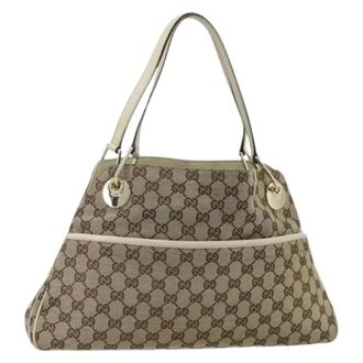 Gucci Pre-owned Shoulder Bags, female, Beige, Size: ONE SIZE Pre-owned Vintage GG Canvas Tote Bag