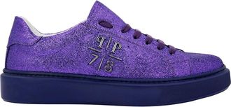 Philipp Plein Schoenen, Dames, Paars, 37 EU, Leer, Lo-Top Sneakers