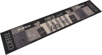 vidaXL Alfombra de cocina lavable terciopelo negro café 60x300 cm vidaXL