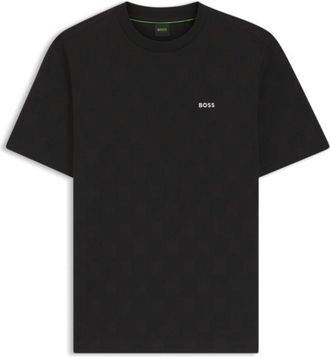BOSS Cotton-blend T-shirt with tennis-ball jacquard