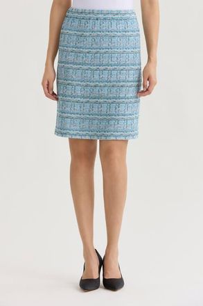 Ming Wang Tweed Knit Straight Skirt in Serene/nebula/lime/blk/wht at Nordstrom, Size Xx-Small P