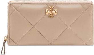 Tory Burch Kira Diamond Quilt Zip Continental Wallet - Dames - Portefeuilles - Beige - ONE Size - Leer - Accessoires