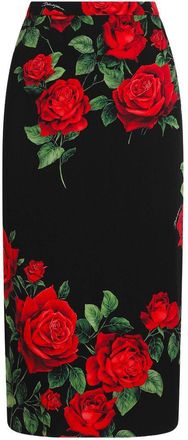 Dolce & Gabbana rozenprint zijden rok